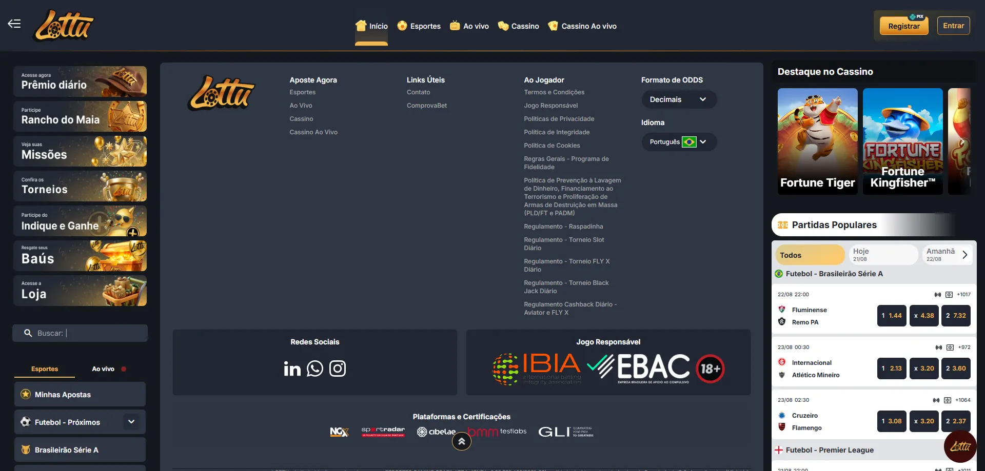 Bônus e promoções diárias no Lotus Bet Casino Brasil